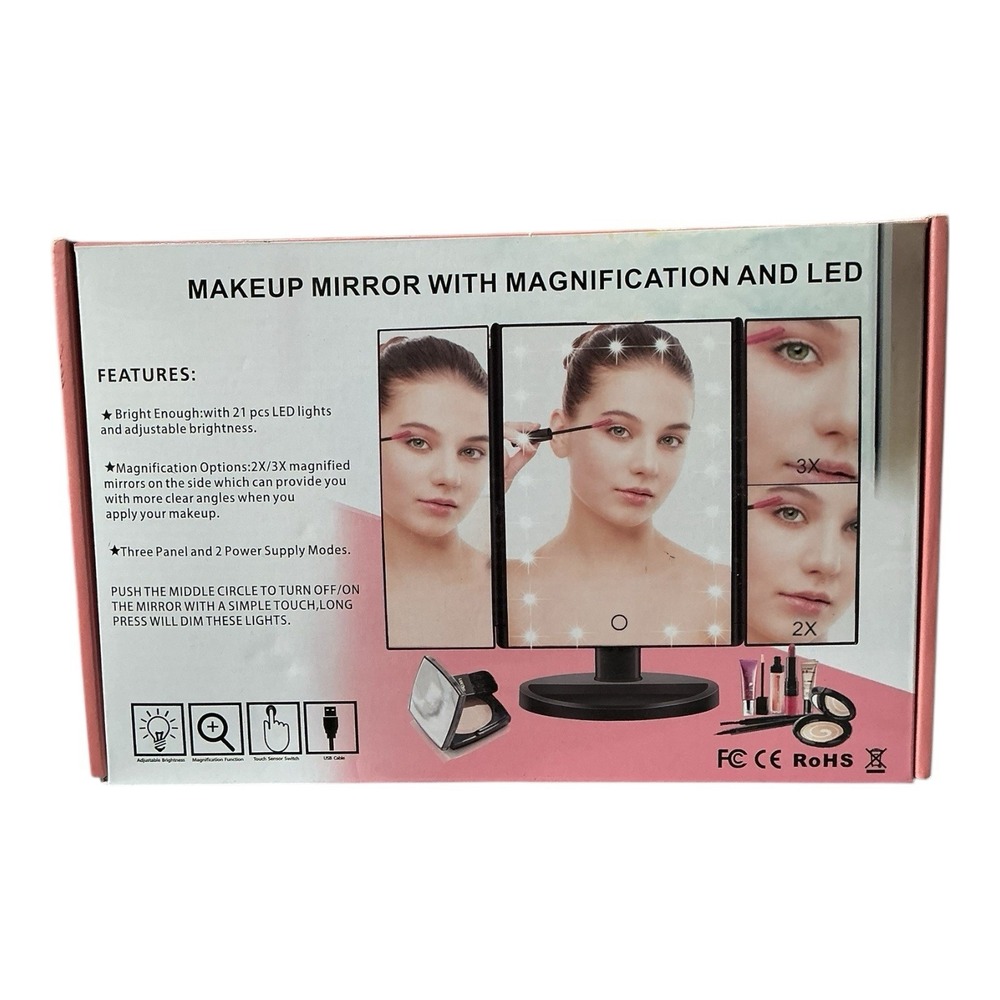 WEILY - Makeup Mirror (21 LED Lights) - Tri-Fold‎ Vanity